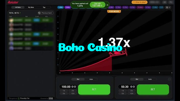 Boho Casino casino presented on mobile device in Pakistan with slots and live games